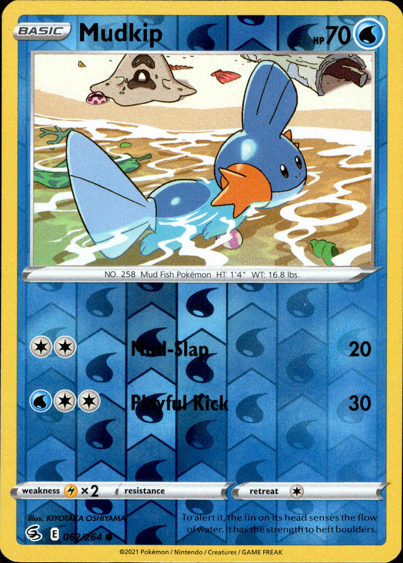 Mudkip - 062/264 - Fusion Strike - Reverse Holo Card Cavern Trading Cards, LLC Mudkip - 062/264 - Fusion Strike - Reverse Holo Card Cavern Trading Cards, LLC