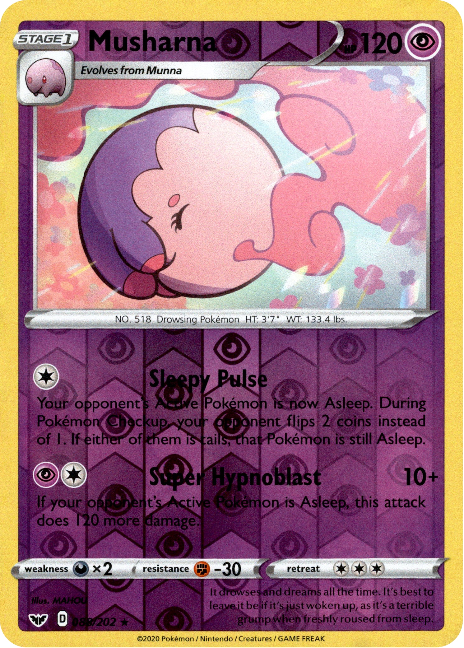 Musharna - 88/202 - Sword & Shield - Reverse Holo - Card Cavern