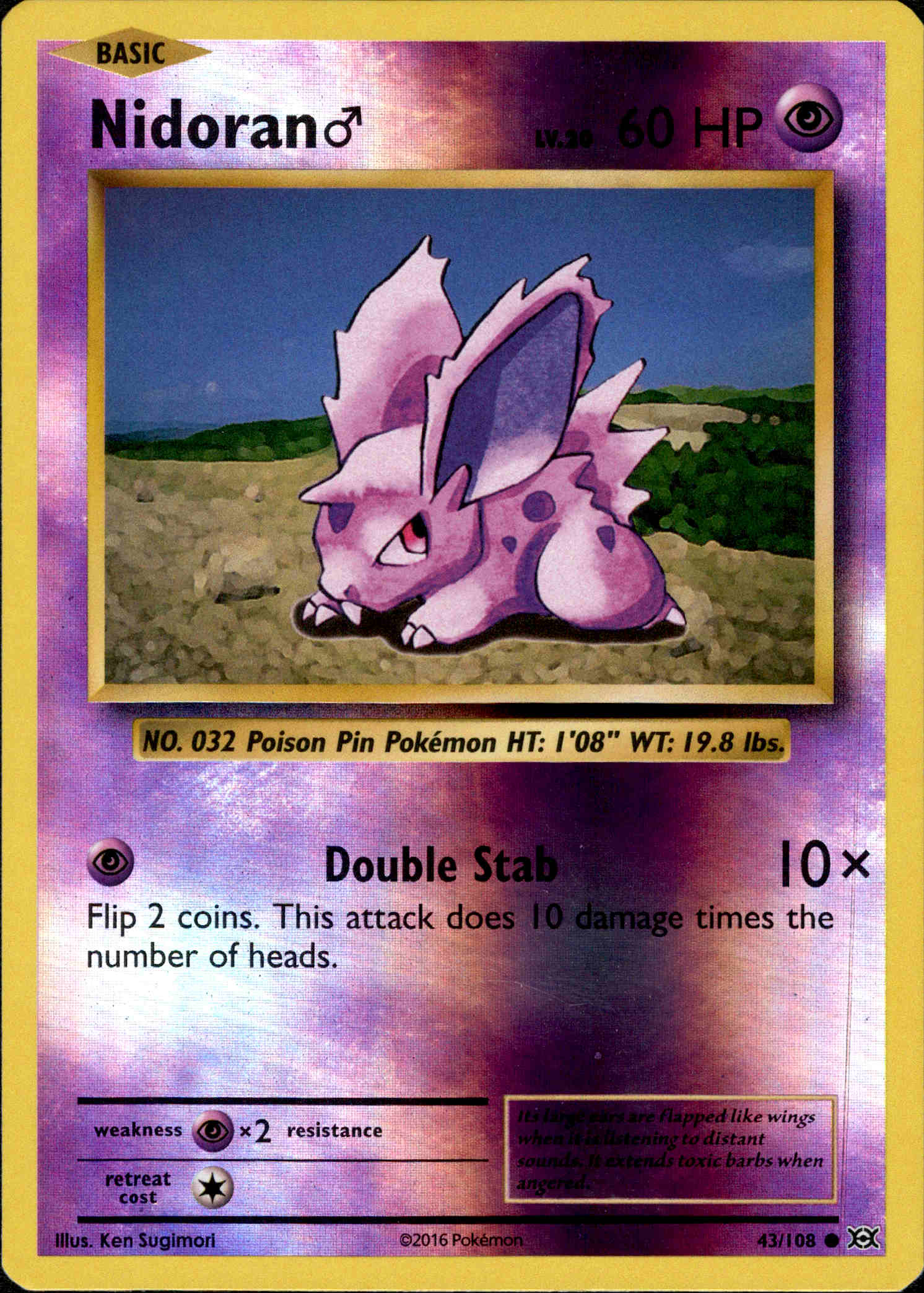 Nidoran♂ - 43/108 - Evolutions - Reverse Holo - Card Cavern
