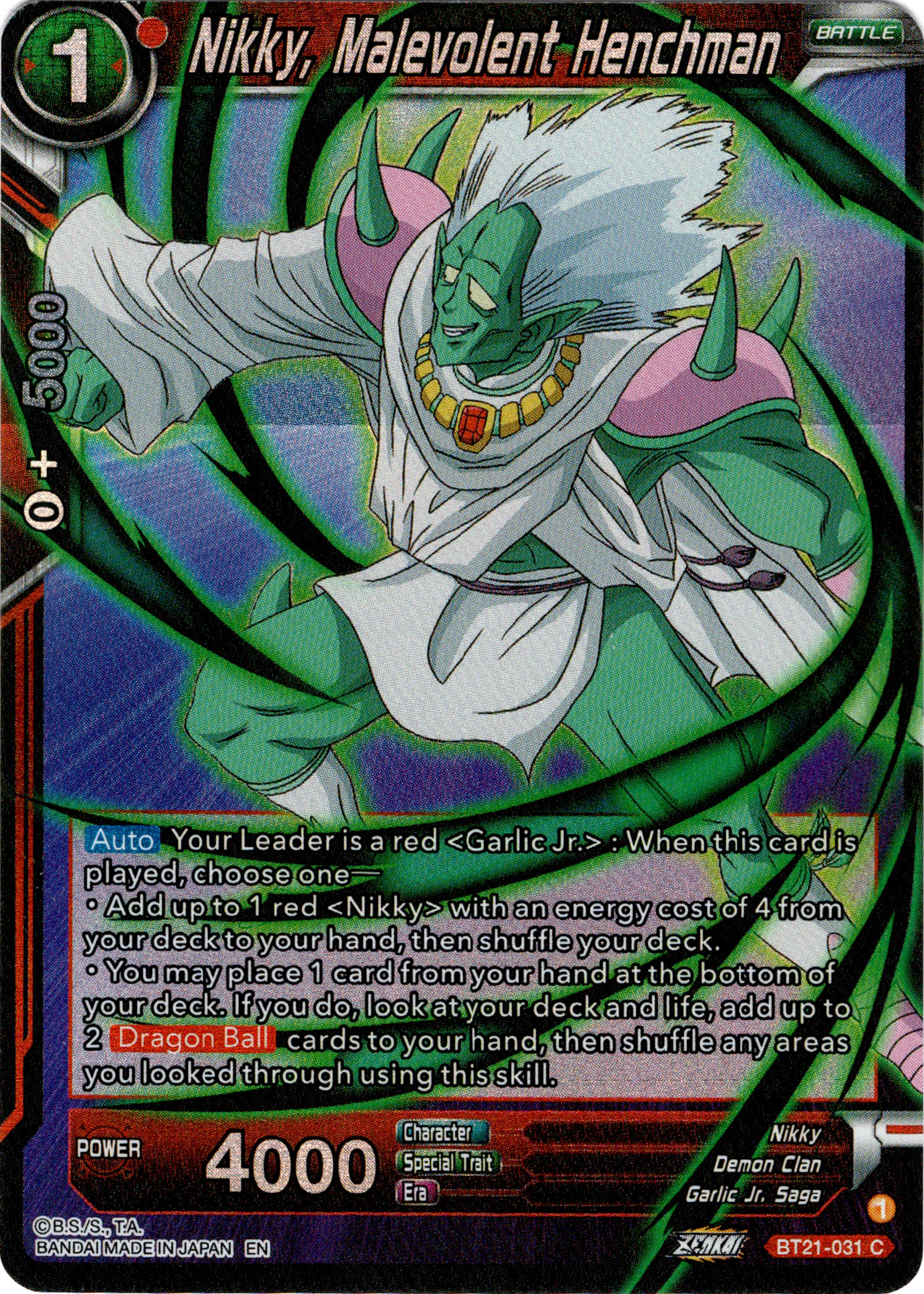 Nikky, Malevolent Henchman - BT21-031 - Wild Resurgence - Foil - Card Cavern