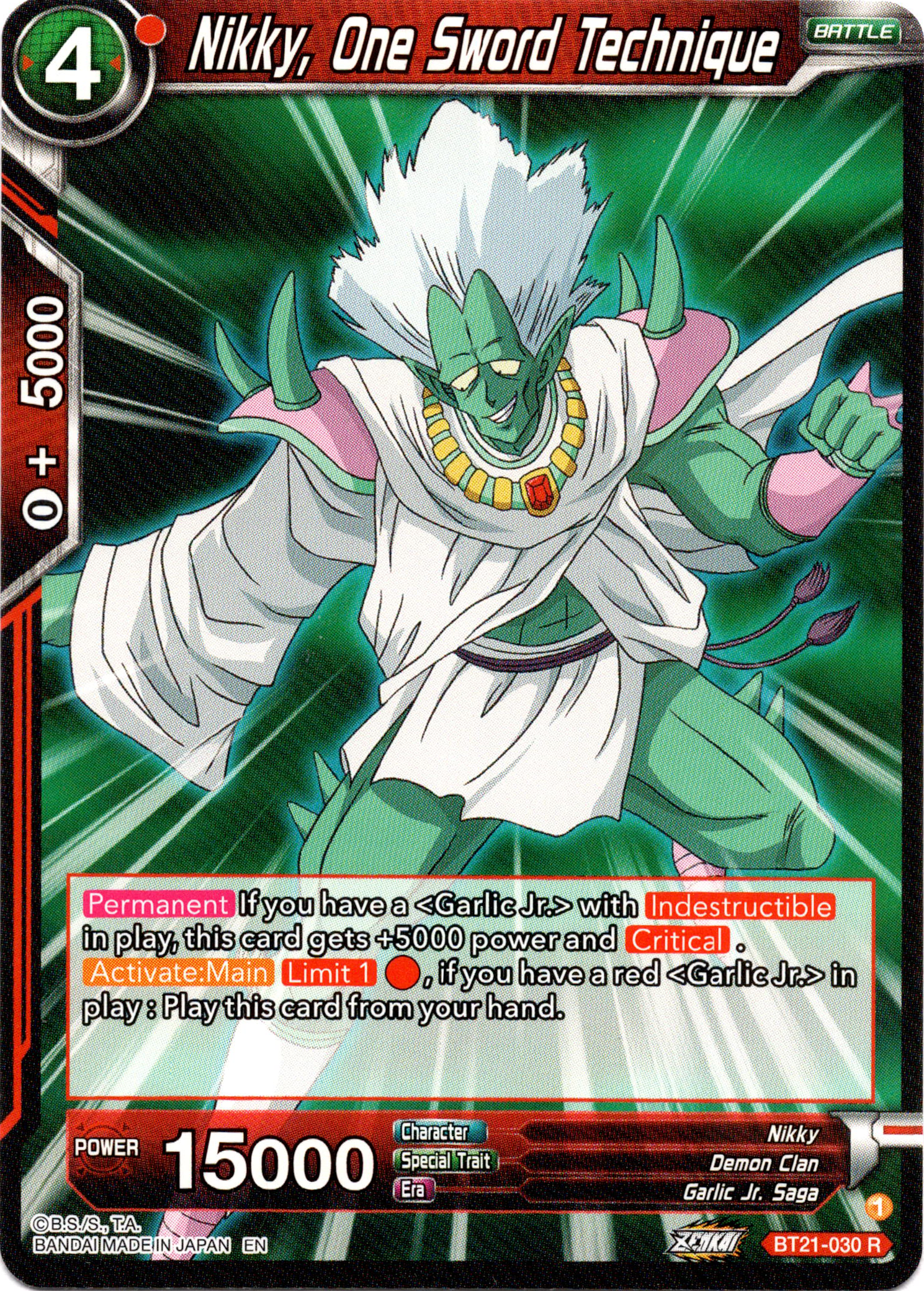 Nikky, One Sword Technique - BT21-030 - Wild Resurgence - Card Cavern