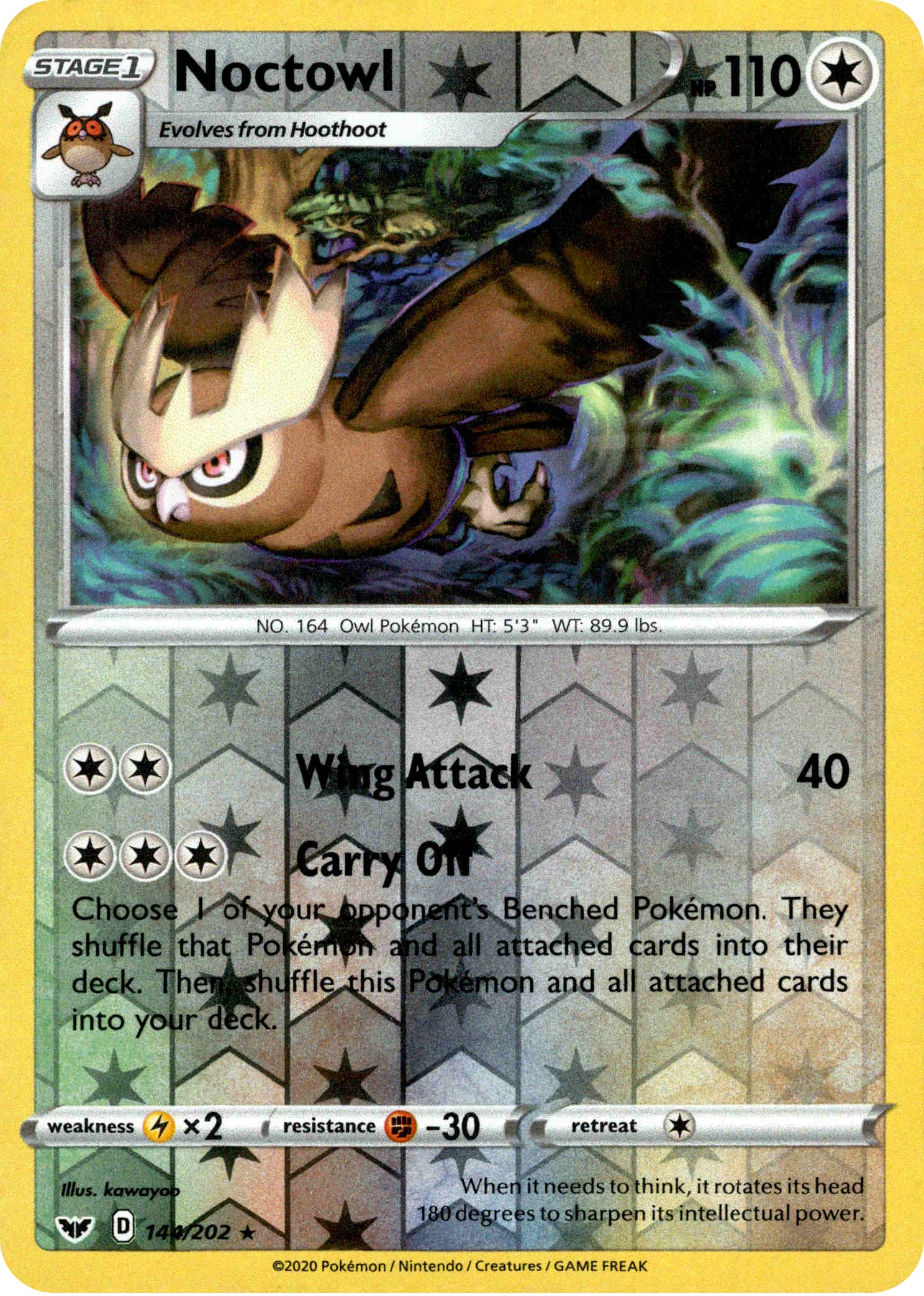Noctowl - 144/202 - Sword & Shield - Reverse Holo - Card Cavern