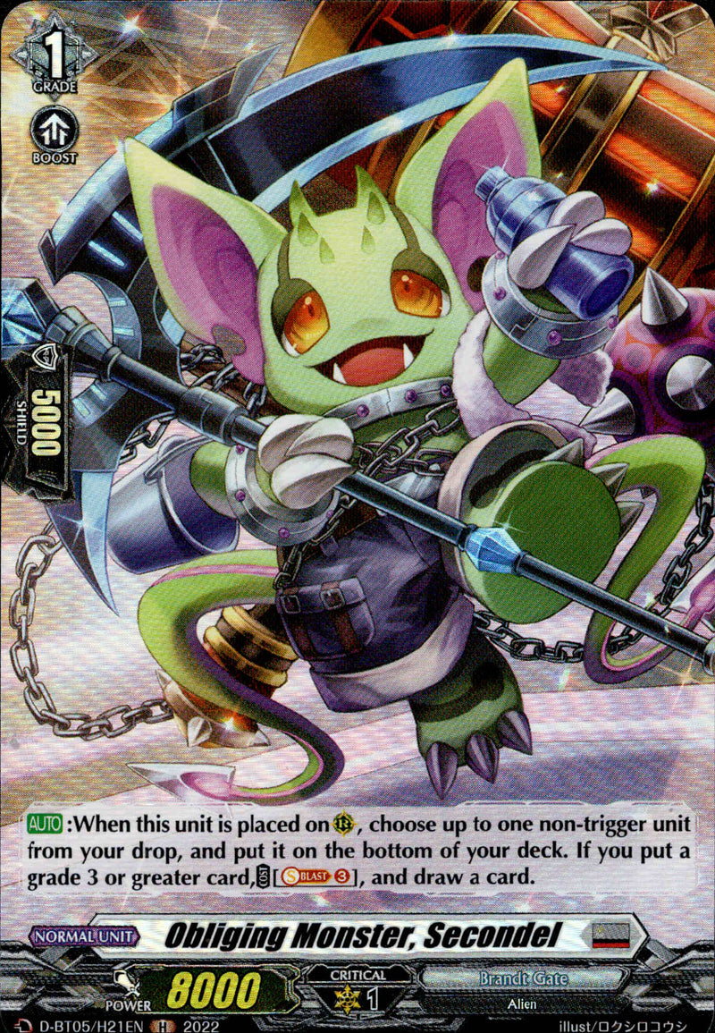Obliging Monster, Secondel - D-BT05/H21 - Triumphant Return of the Brave Heroes - Card Cavern