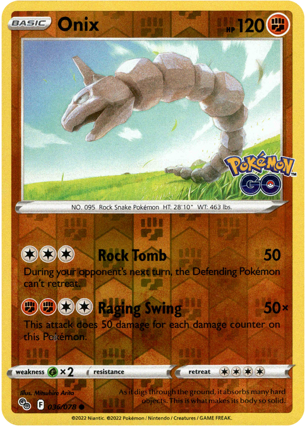 Onix - 036/078 - Pokemon Go - Reverse Holo - Card Cavern