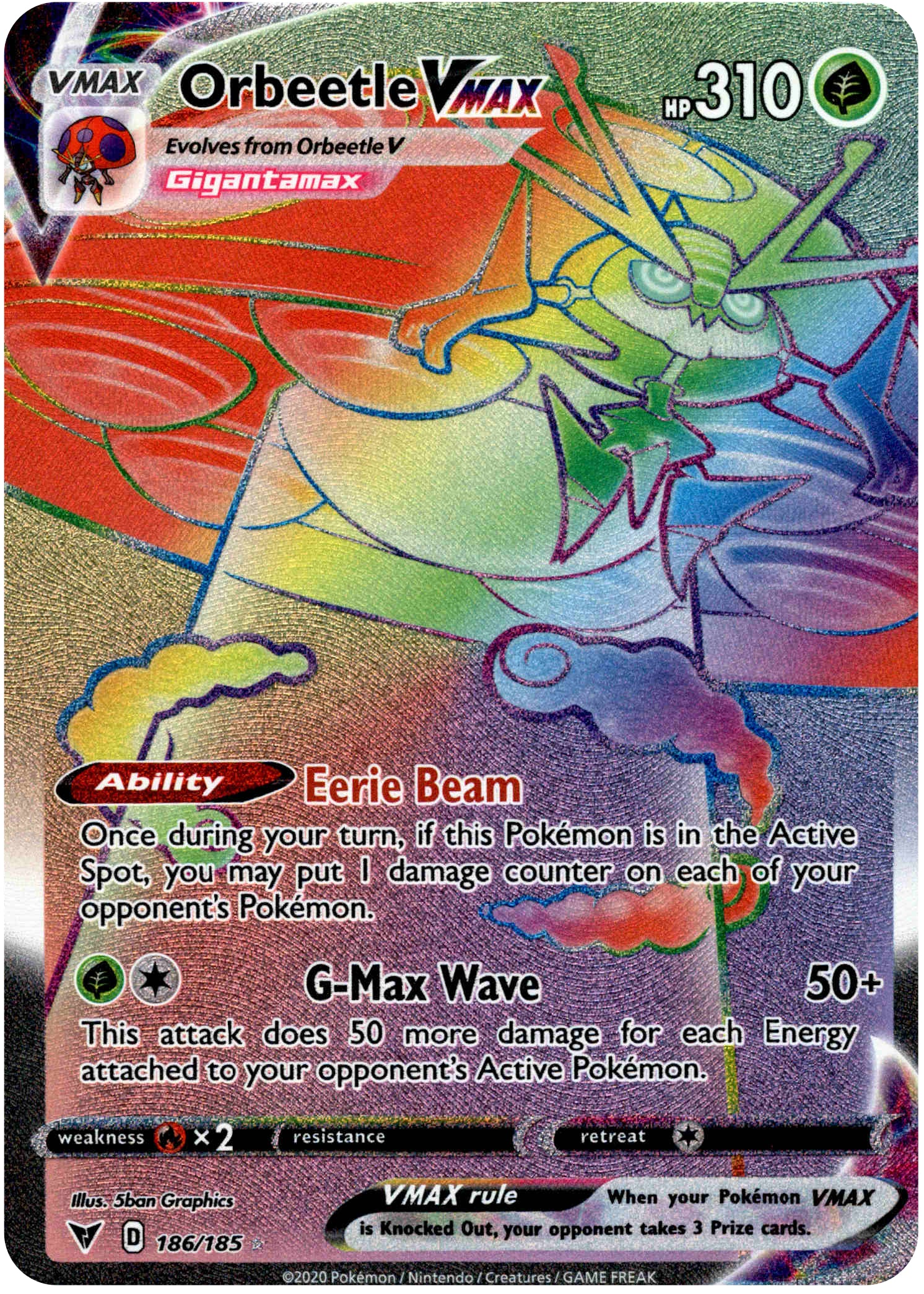 Orbeetle VMAX Hyper Rare - 186/185 - Vivid Voltage - Holo - Card Cavern