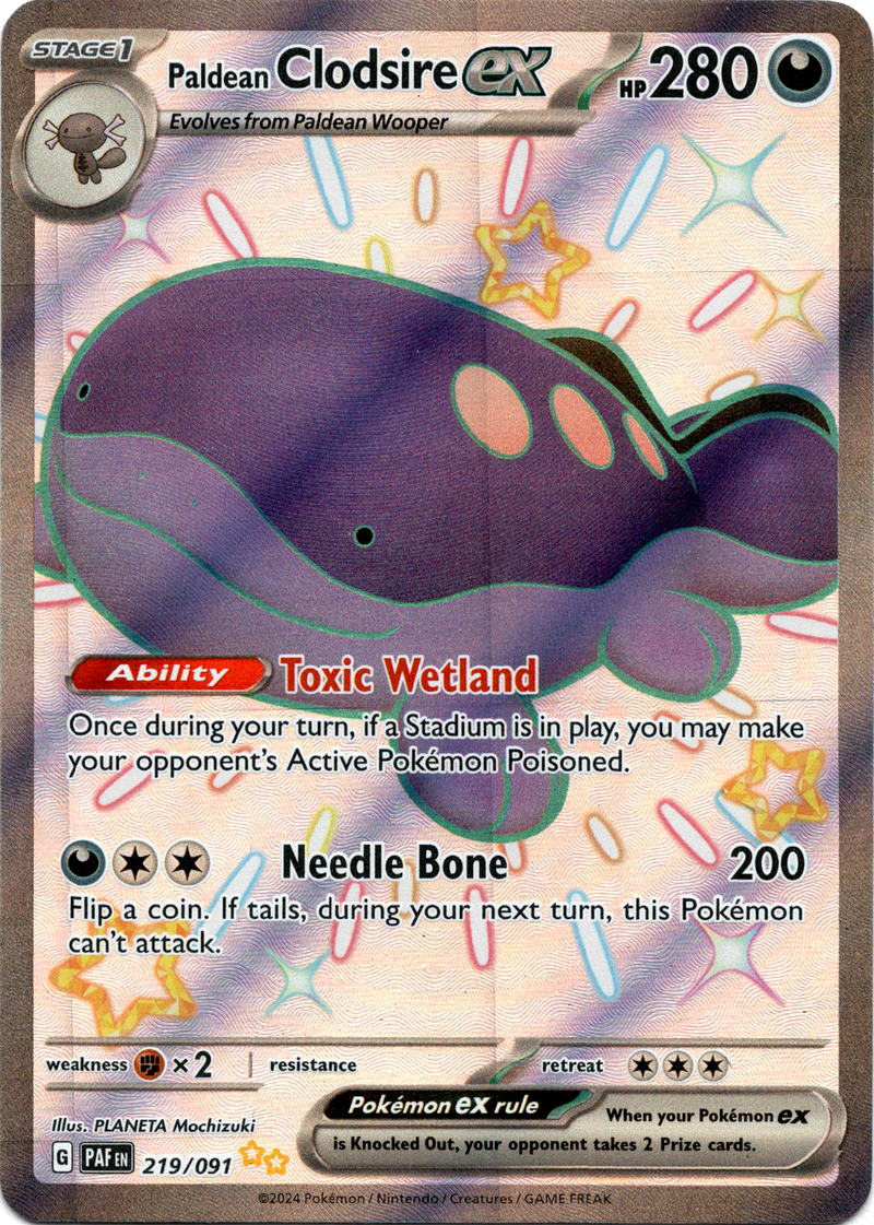 clodsire ex pokemon card Paldean Clodsire ex - 219/091 - Paldean Fates