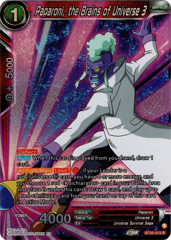 Paparoni, the Brains of Universe 3 - BT20-013 R - Power Absorbed - Foil - Card Cavern