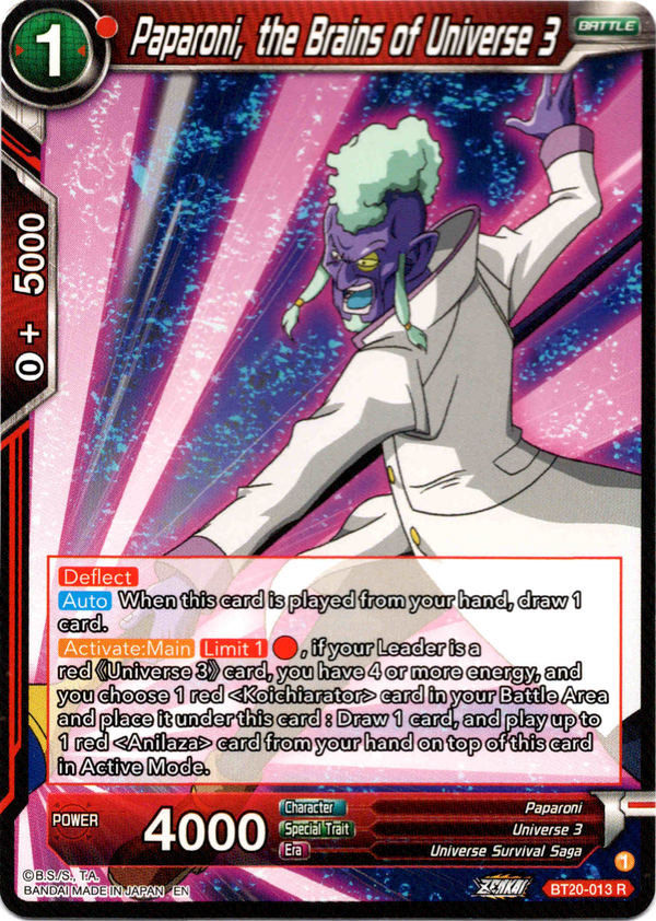 Paparoni, the Brains of Universe 3 - BT20-013 R - Power Absorbed - Card Cavern
