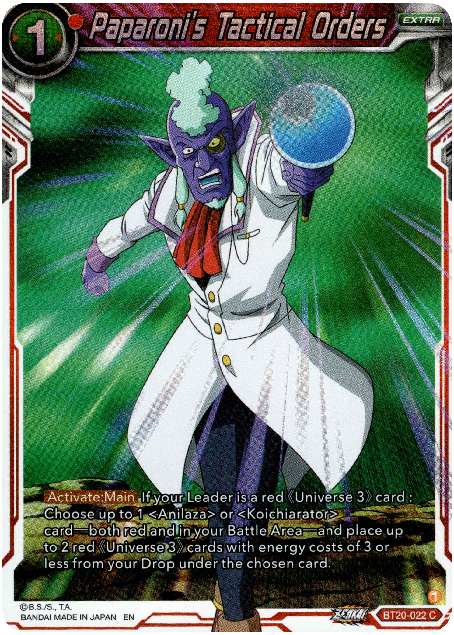 Paparoni's Tactical Orders - BT20-022 C - Power Absorbed - Foil - Card Cavern