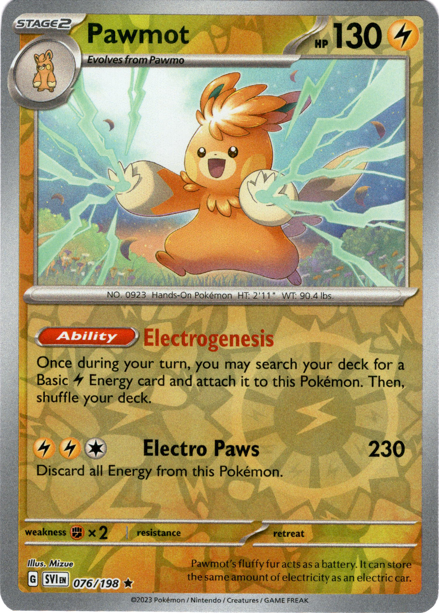 Pawmot - 076/198 - Scarlet & Violet - Reverse Holo - Card Cavern