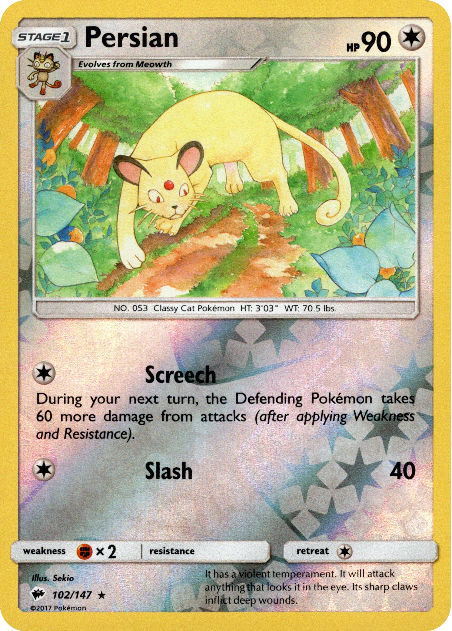 Persian - 102/147 - Burning Shadows - Reverse Holo - Card Cavern