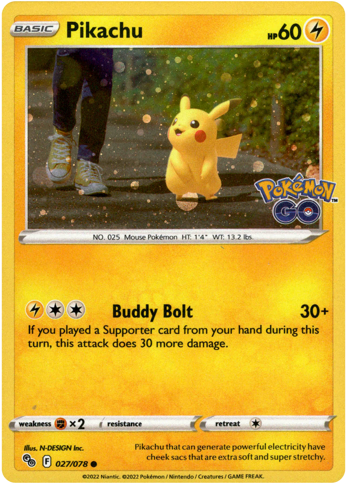 Pikachu - 027/078 - Cosmos Holo - Pokemon Go - Card Cavern