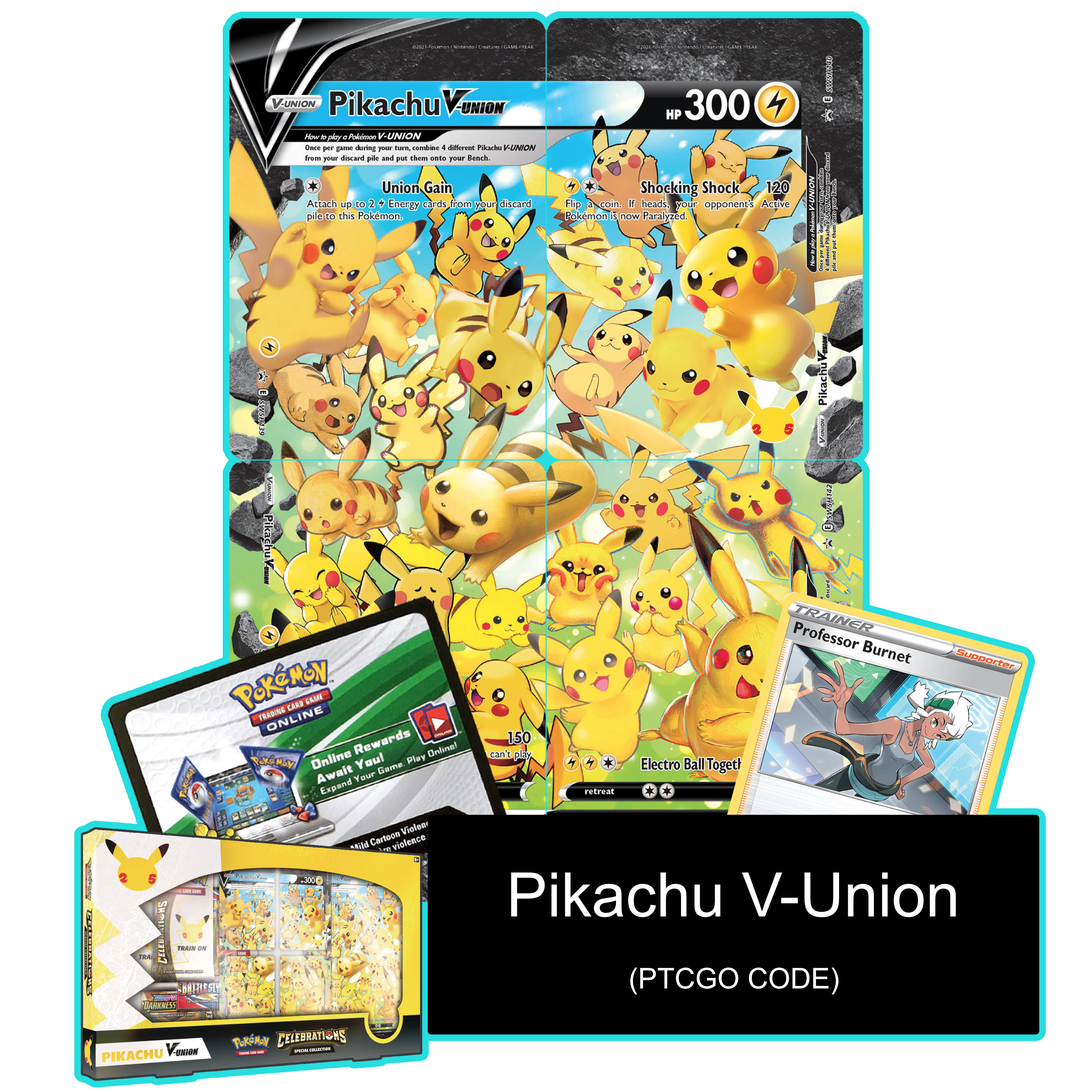 Pikachu V-Union - Celebrations Special Collection - PTCGL Code - Card Cavern