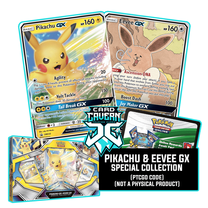 Pikachu & Eevee GX SM232 & SM233 PTCGO Code Card Cavern Trading Cards, LLC Pikachu & Eevee GX SM232 & SM233 PTCGO Code Card Cavern Trading Cards, LLC