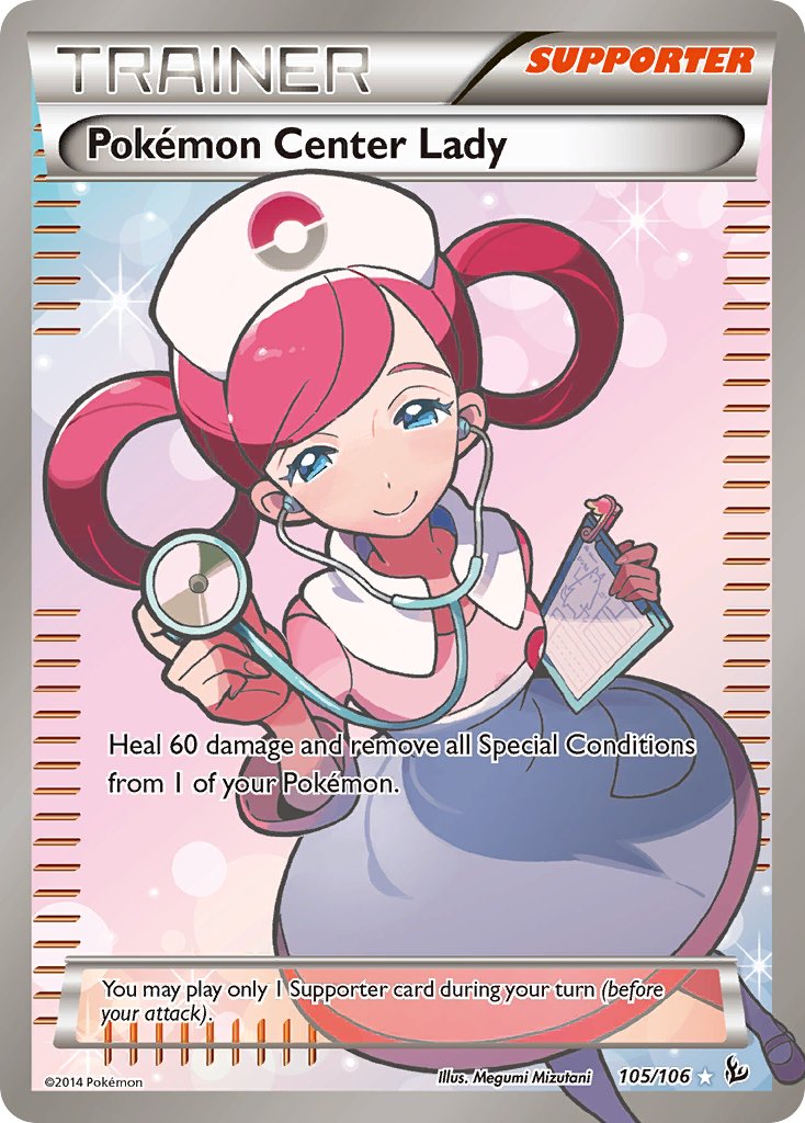 Pokemon Center Lady Full Art - 105/106 - Flashfire - Holo - Card Cavern