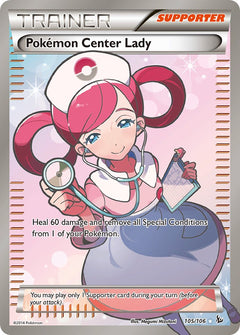 Pokemon Center Lady Full Art - 105/106 - Flashfire - Holo - Card Cavern