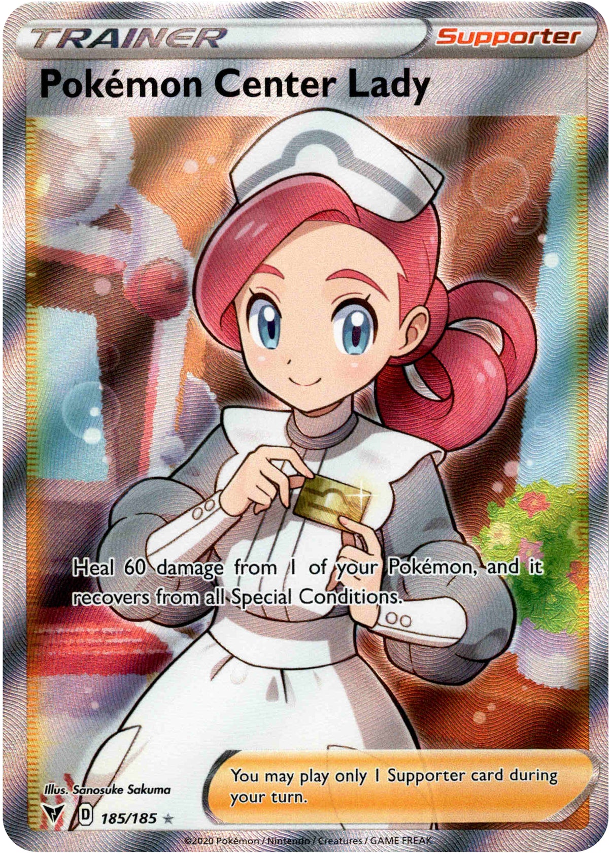 Pokemon Center Lady Full Art - 185/185 - Vivid Voltage - Holo - Card Cavern