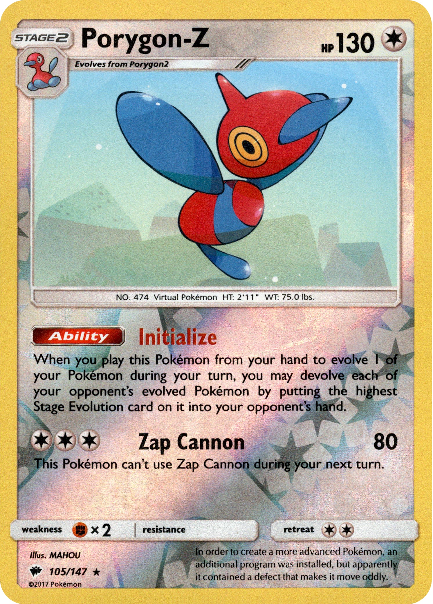 Porygon-Z - 105/147 - Burning Shadows - Reverse Holo - Card Cavern