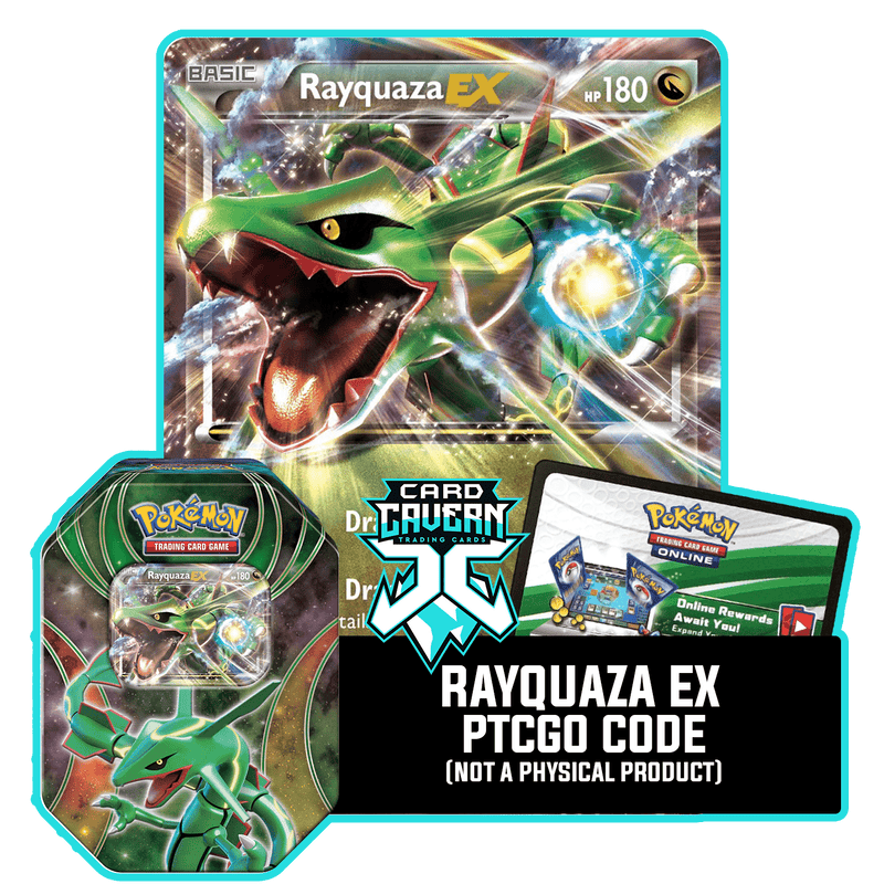 Powers Beyond Tin: Rayquaza EX - Dragon Striker Deck - PTCGO Code Card Cavern Trading Cards, LLC Powers Beyond Tin: Rayquaza EX - Dragon Striker Deck - PTCGO Code Card Cavern Trading Cards, LLC