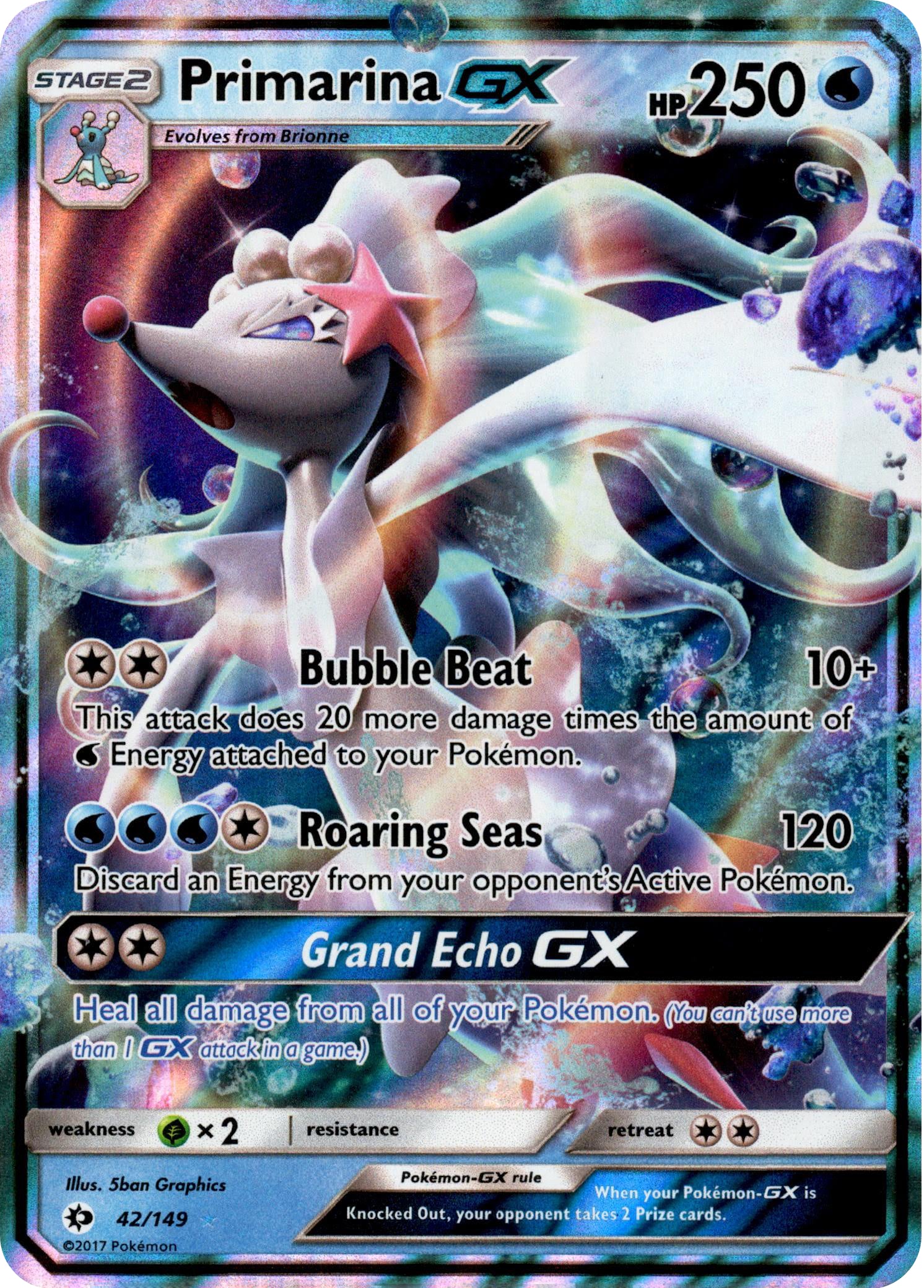 Primarina GX - 42/149 - Sun & Moon - Holo - Card Cavern