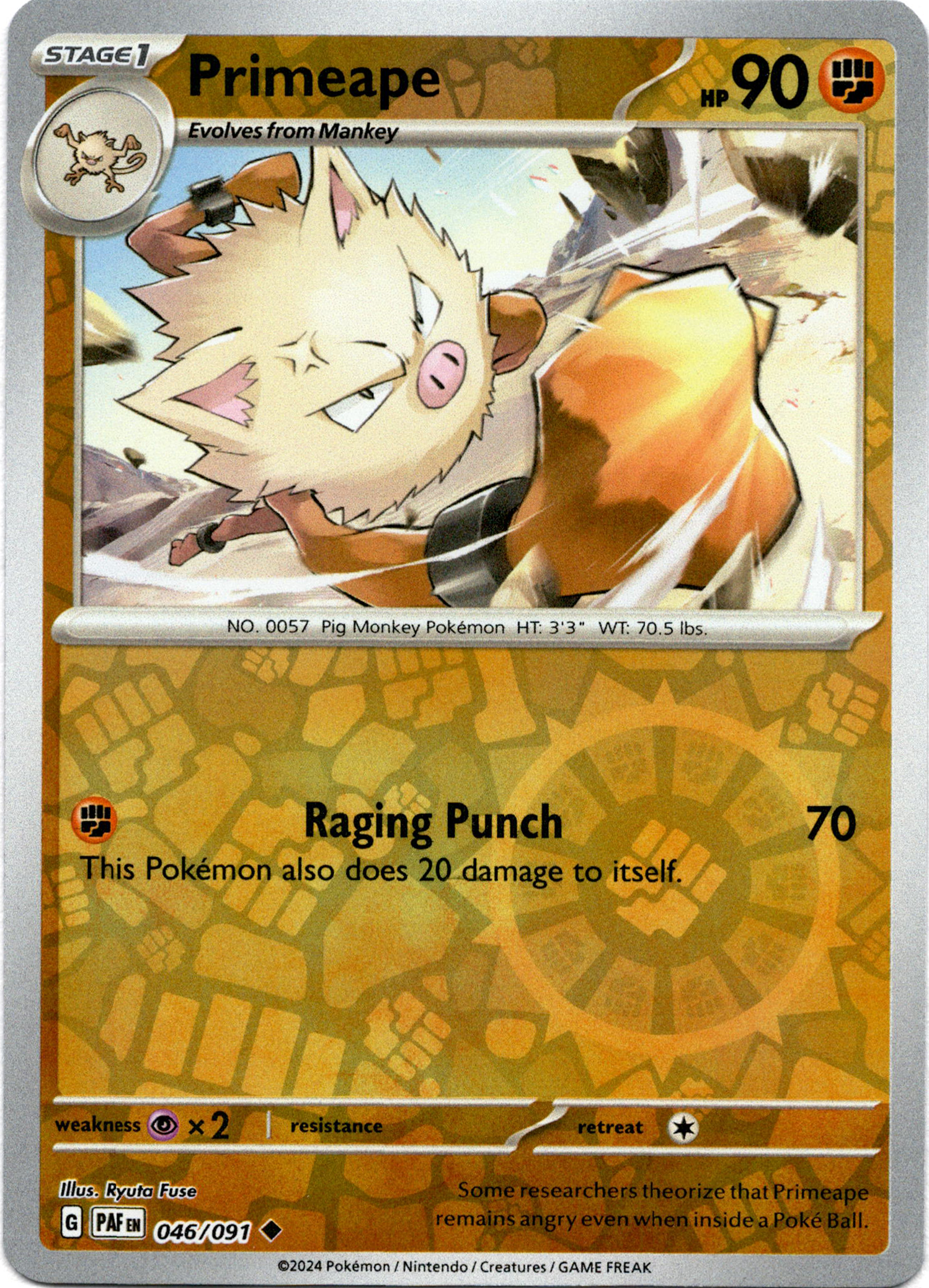 Primeape - 046/091 - Paldean Fates - Reverse Holo - Card Cavern