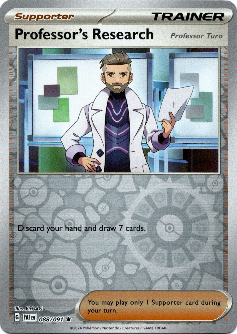pokemon professor cards Professor's Research - 088/091 - Paldean Fates Sword of Fire and 36-pack Trading card packaging:Booster pack Age Group