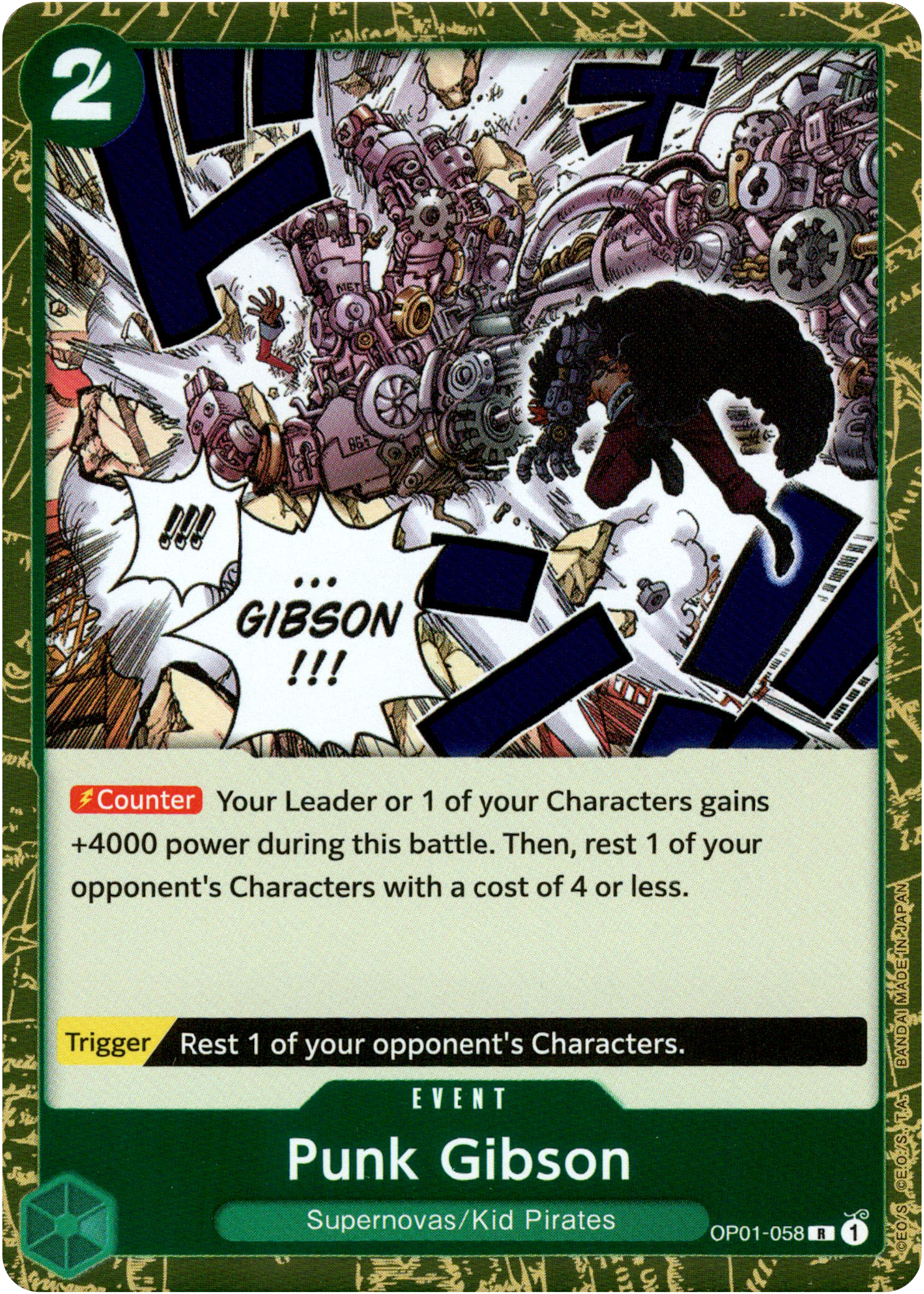 Punk Gibson - OP01-058 R - Romance Dawn - Foil - Card Cavern