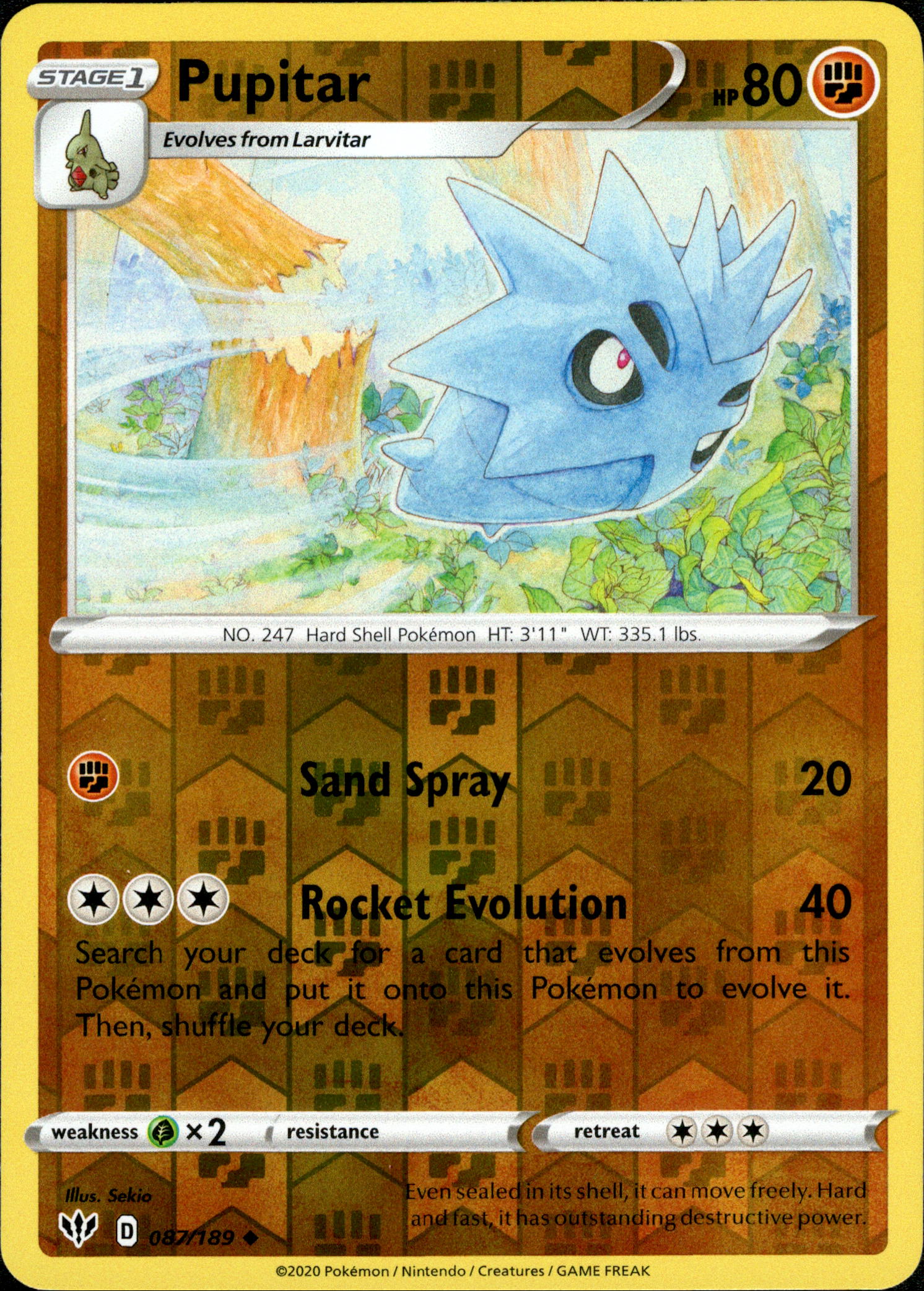 Pupitar - 87/189 - Darkness Ablaze - Reverse Holo - Card Cavern