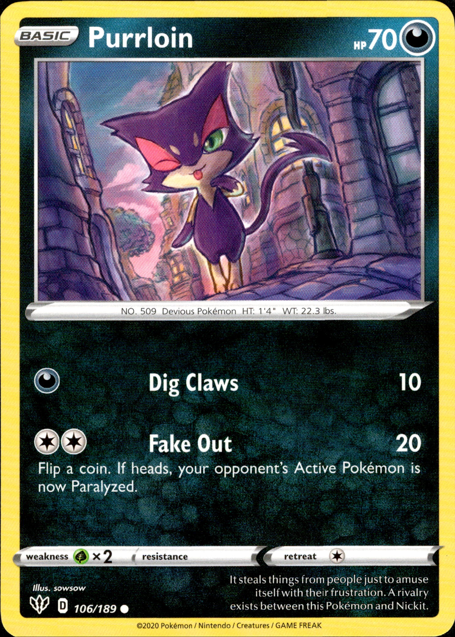 Purrloin - 106/189 - Darkness Ablaze - Card Cavern