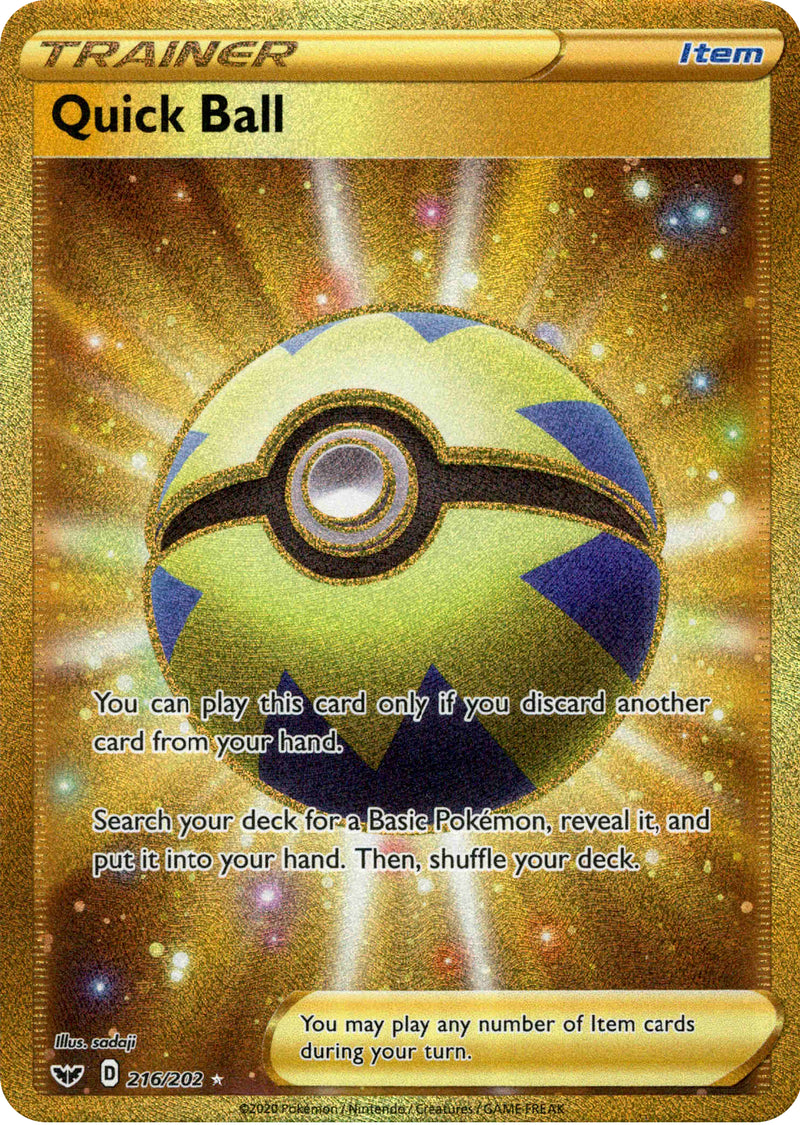 Quick Ball Secret Rare - 216/202 - Sword & Shield - Holo Card Cavern Trading Cards, LLC Quick Ball Secret Rare - 216/202 - Sword & Shield - Holo Card Cavern Trading Cards, LLC