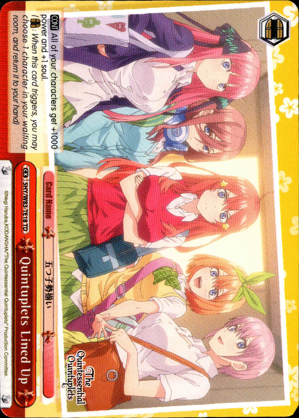 Quintuplets Lined Up - 5HY/W83-TE18 - The Quintessential Quintuplets - Card Cavern