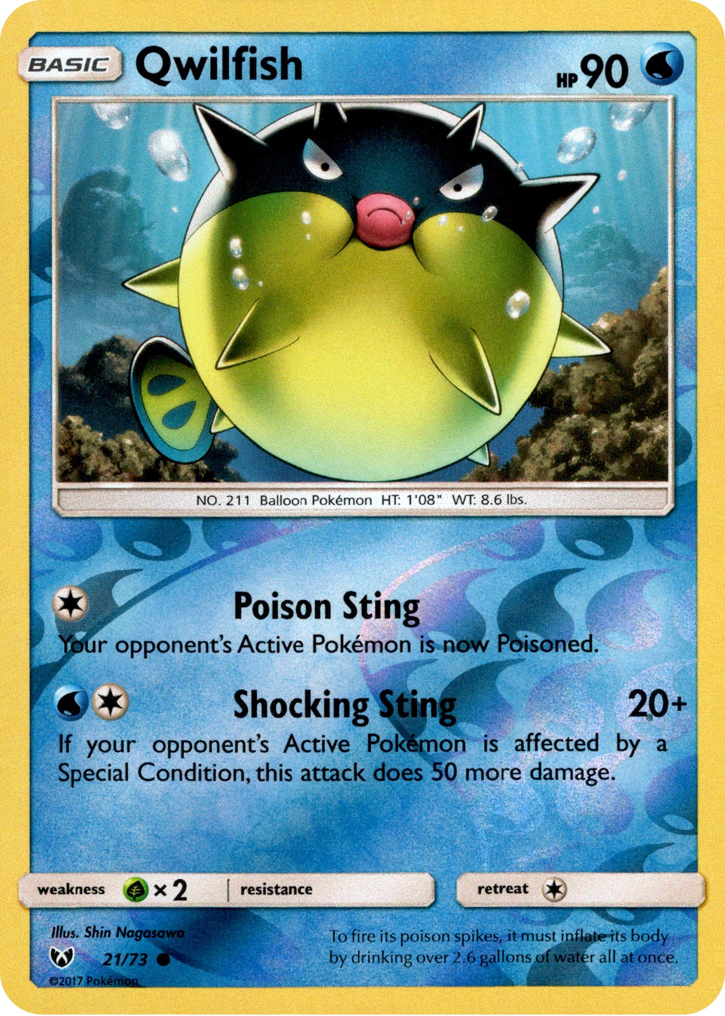 Qwilfish - 21/73 - Shining Legends - Reverse Holo - Card Cavern