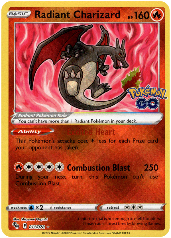 Radiant Charizard - 011/078 - Pokemon Go - Holo - Card Cavern