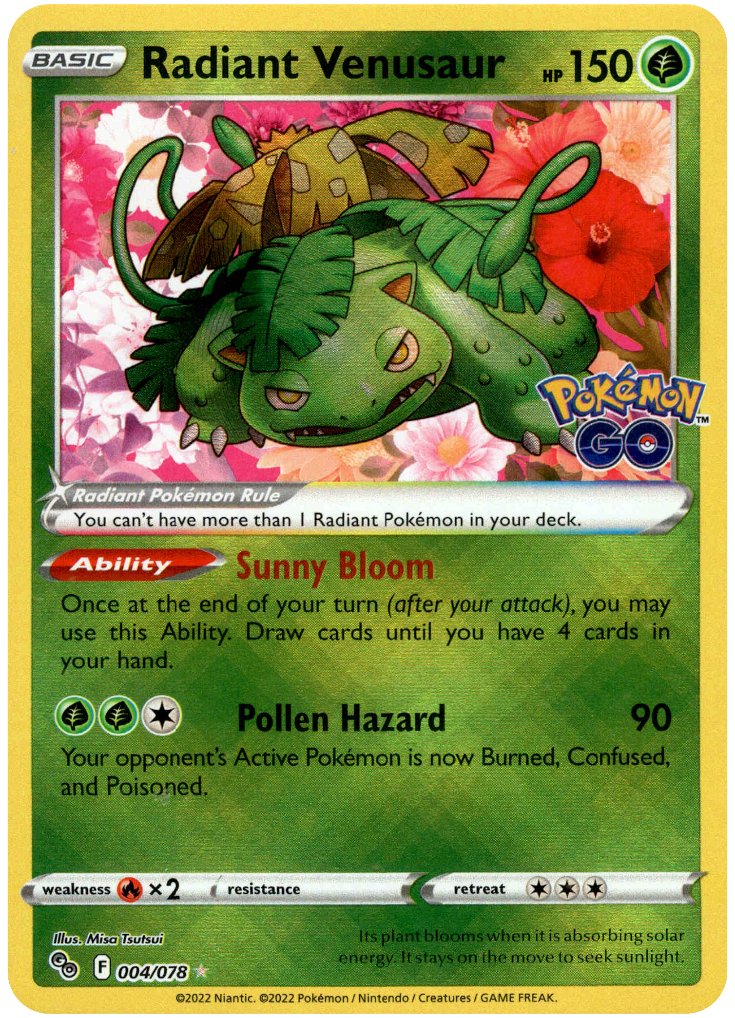 Radiant Venusaur - 004/078 - Pokemon Go - Holo - Card Cavern