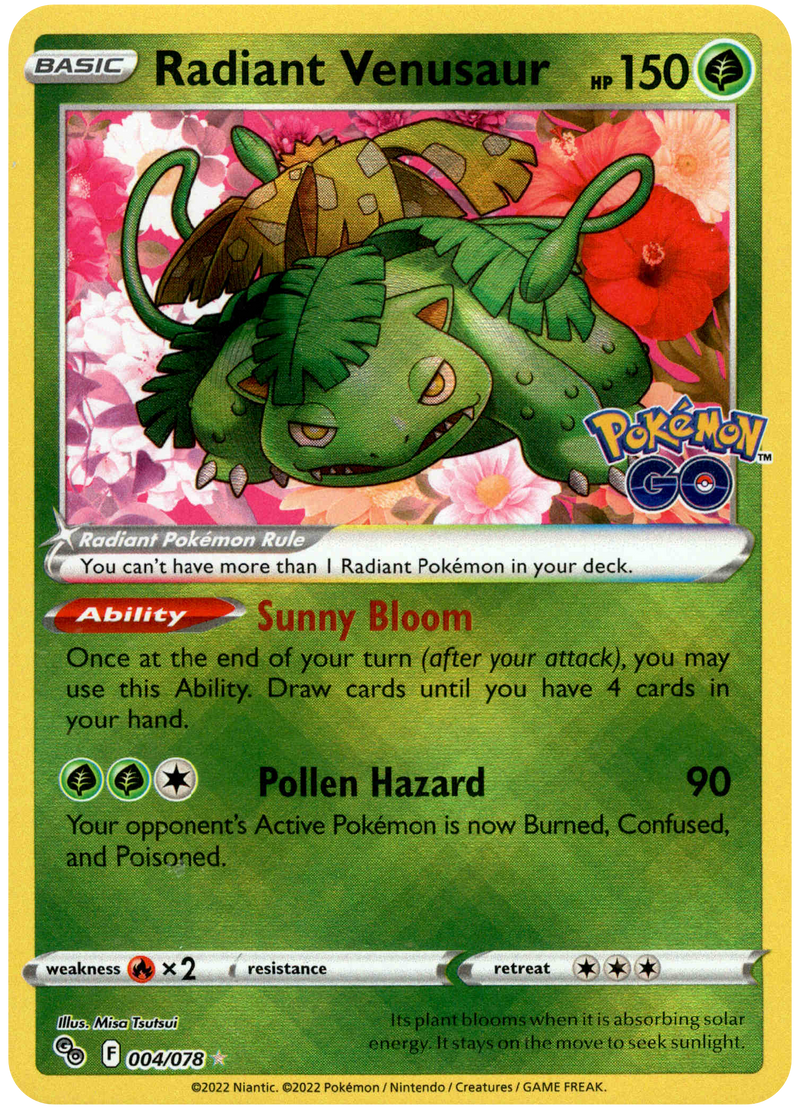 Radiant Venusaur - 004/078 - Pokemon Go - Holo Card Cavern Trading Cards, LLC Radiant Venusaur - 004/078 - Pokemon Go - Holo Card Cavern Trading Cards, LLC
