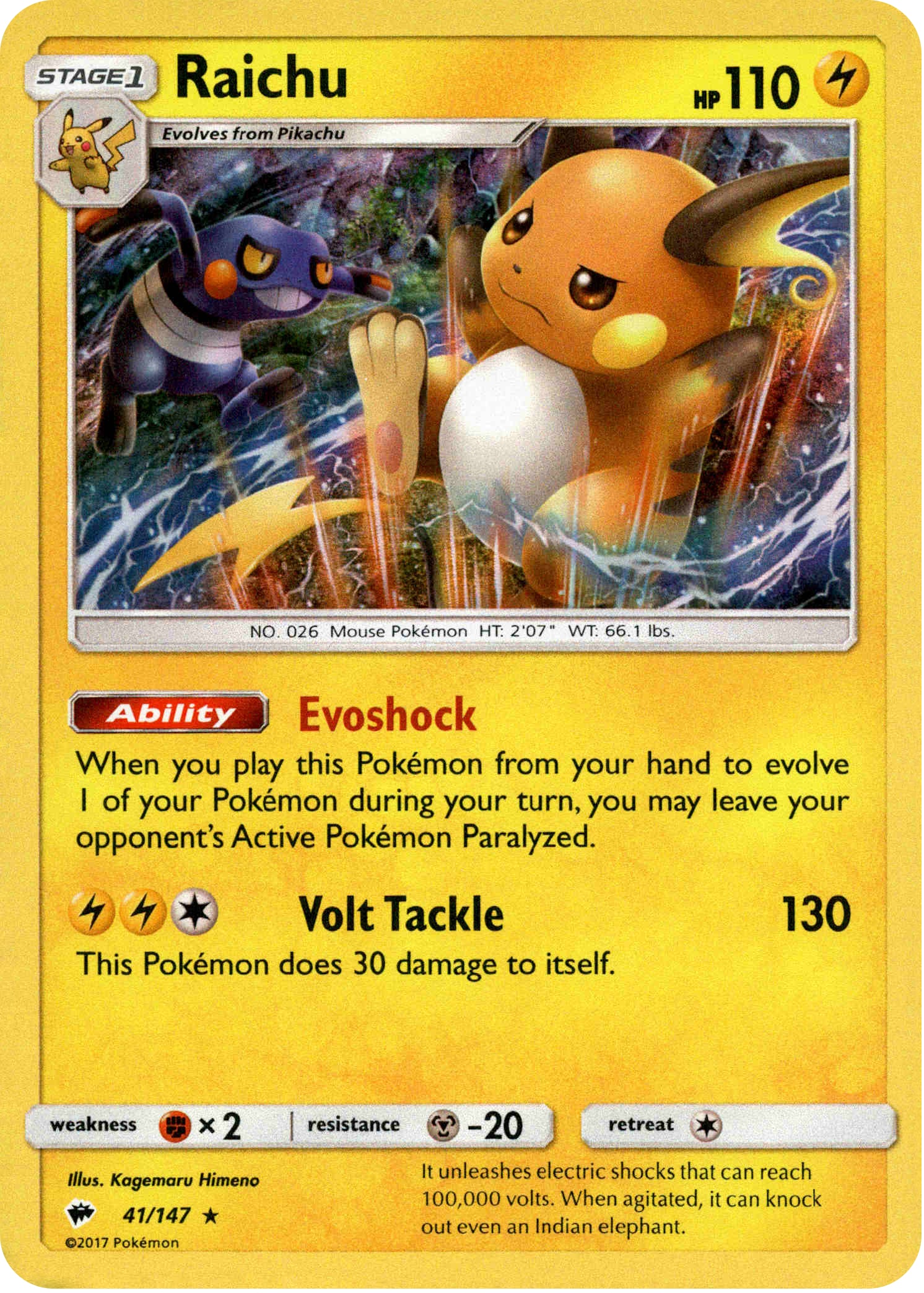 Raichu - 41/147 - Burning Shadows - Holo - Card Cavern