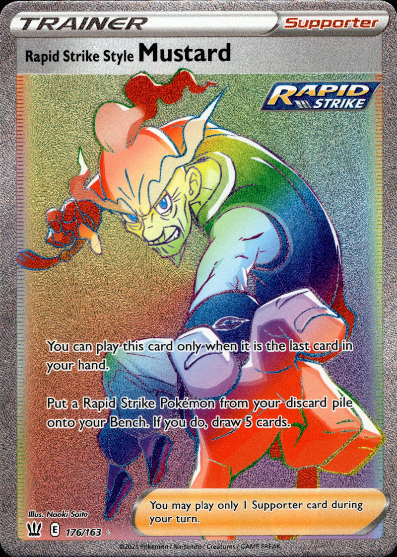 Rapid Strike Style Mustard Hyper Rare - 176/163 - Battle Styles Card Cavern Trading Cards, LLC Rapid Strike Style Mustard Hyper Rare - 176/163 - Battle Styles Card Cavern Trading Cards, LLC