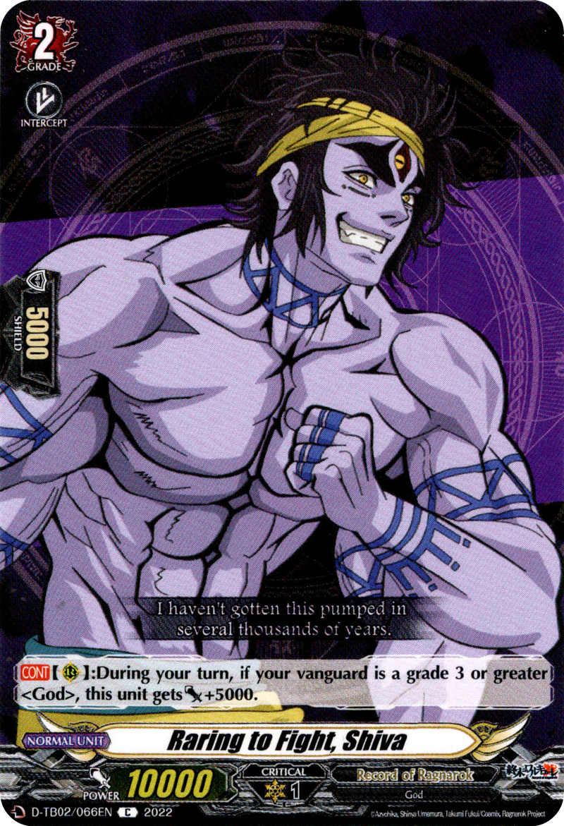 Raring to Fight, Shiva - D-TB02/066EN - Record of Ragnarok - Card Cavern