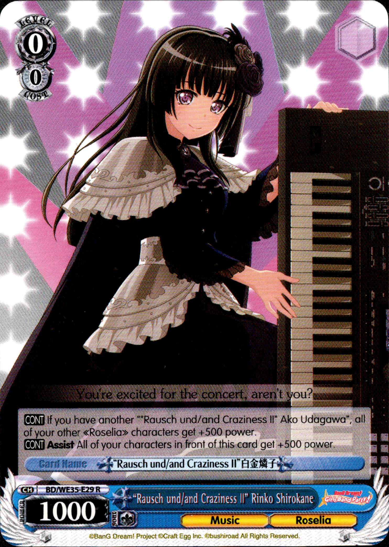 "Rausch und/and Craziness II" Rinko Shirokane - BD/WE35-E29 - Poppin’Party x Roselia - Card Cavern