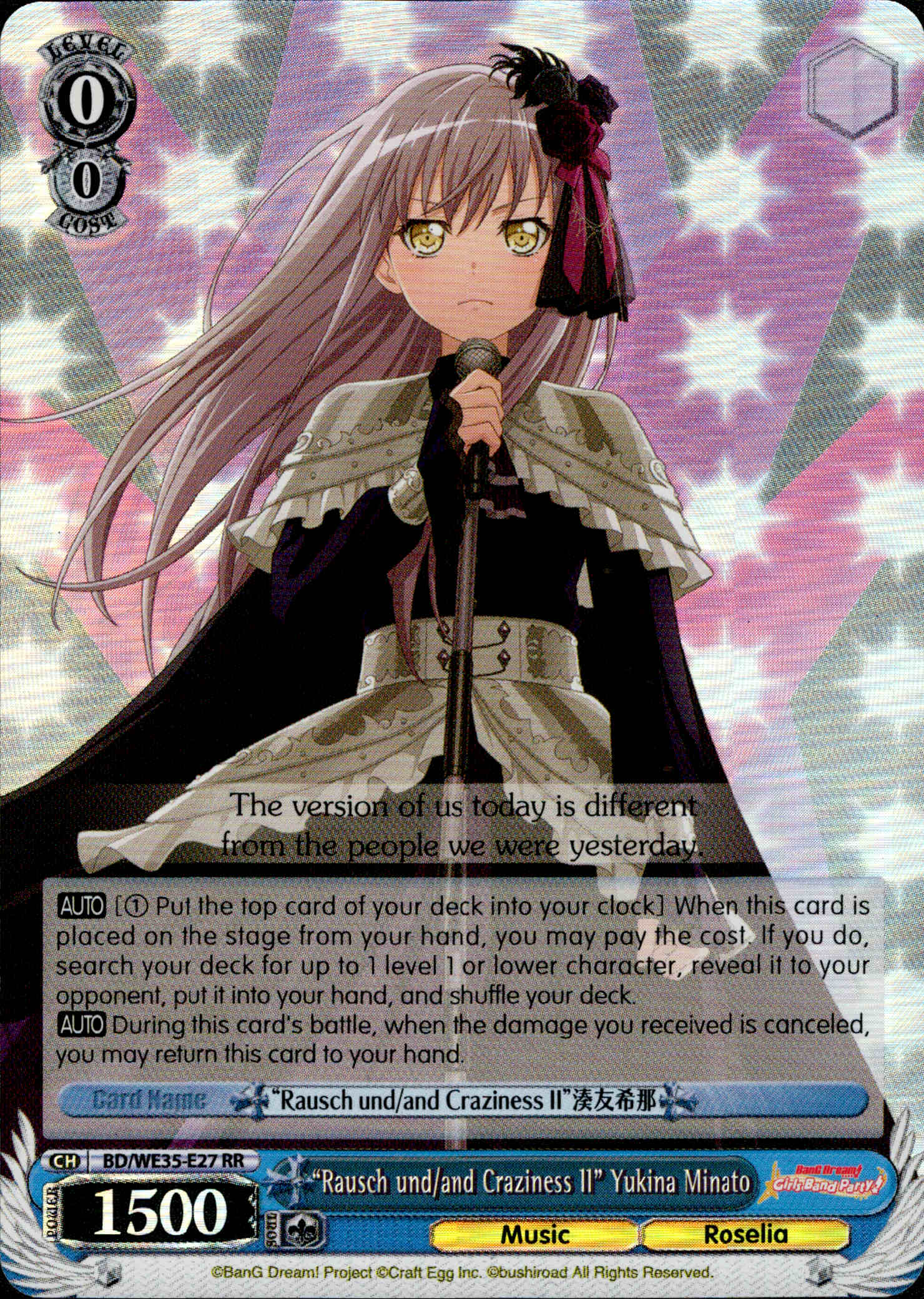 "Rausch und/and Craziness II" Yukina Minato - BD/WE35-E27 - Poppin’Party x Roselia - Parallel - Card Cavern