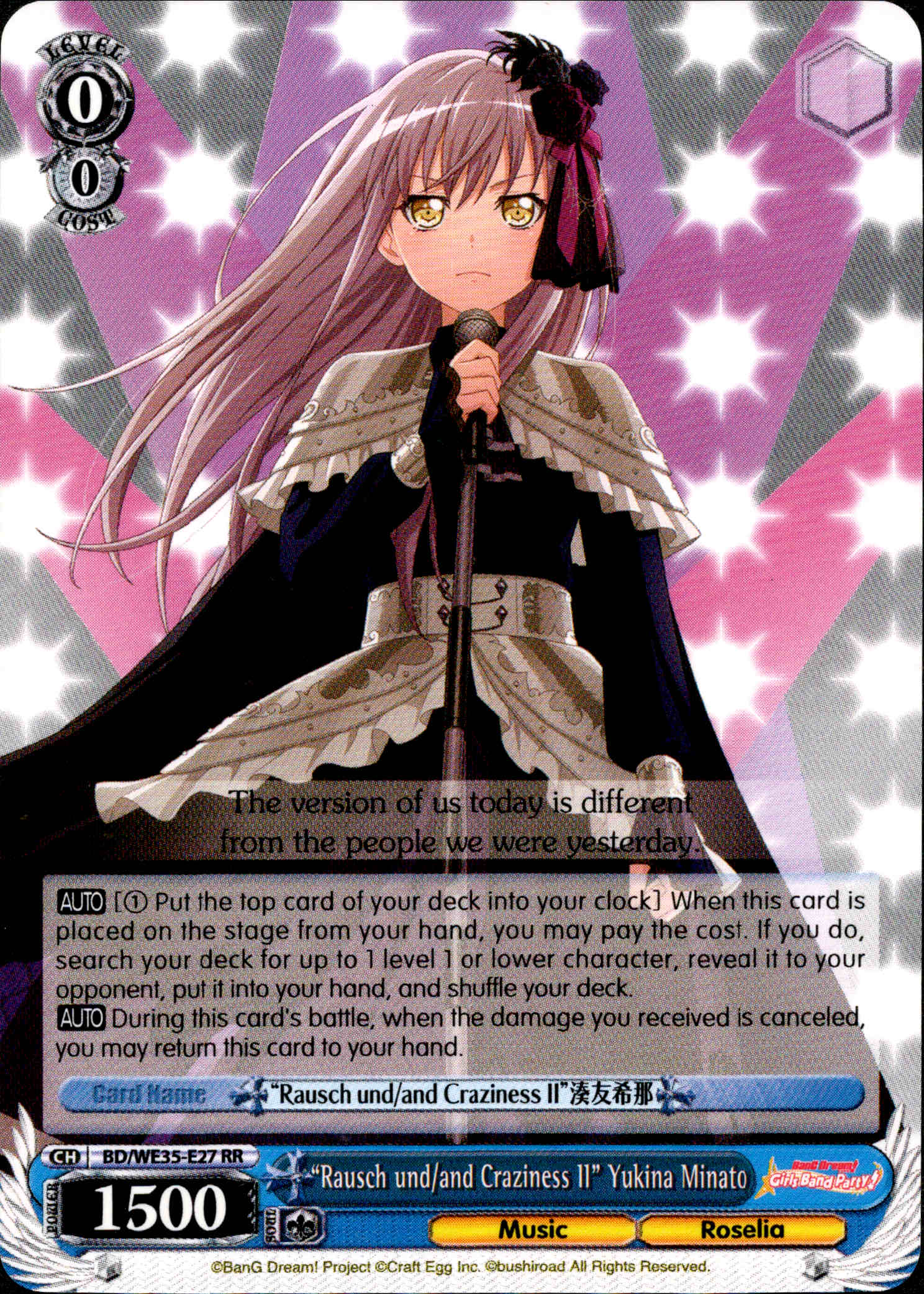 "Rausch und/and Craziness II" Yukina Minato - BD/WE35-E27 - Poppin’Party x Roselia - Card Cavern