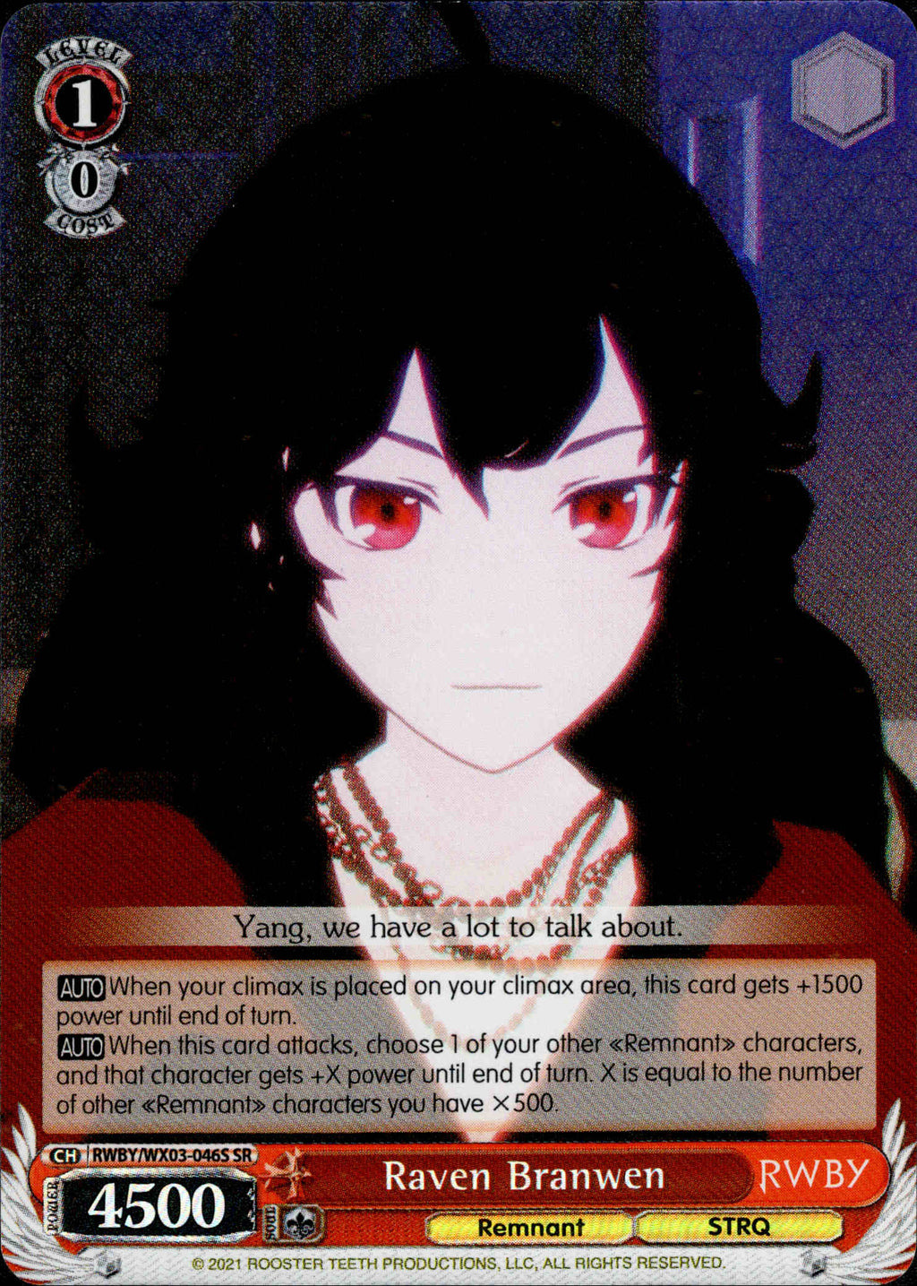 Raven Branwen - RWBY/WX03-046S - RWBY – Card Cavern Trading Cards, LLC