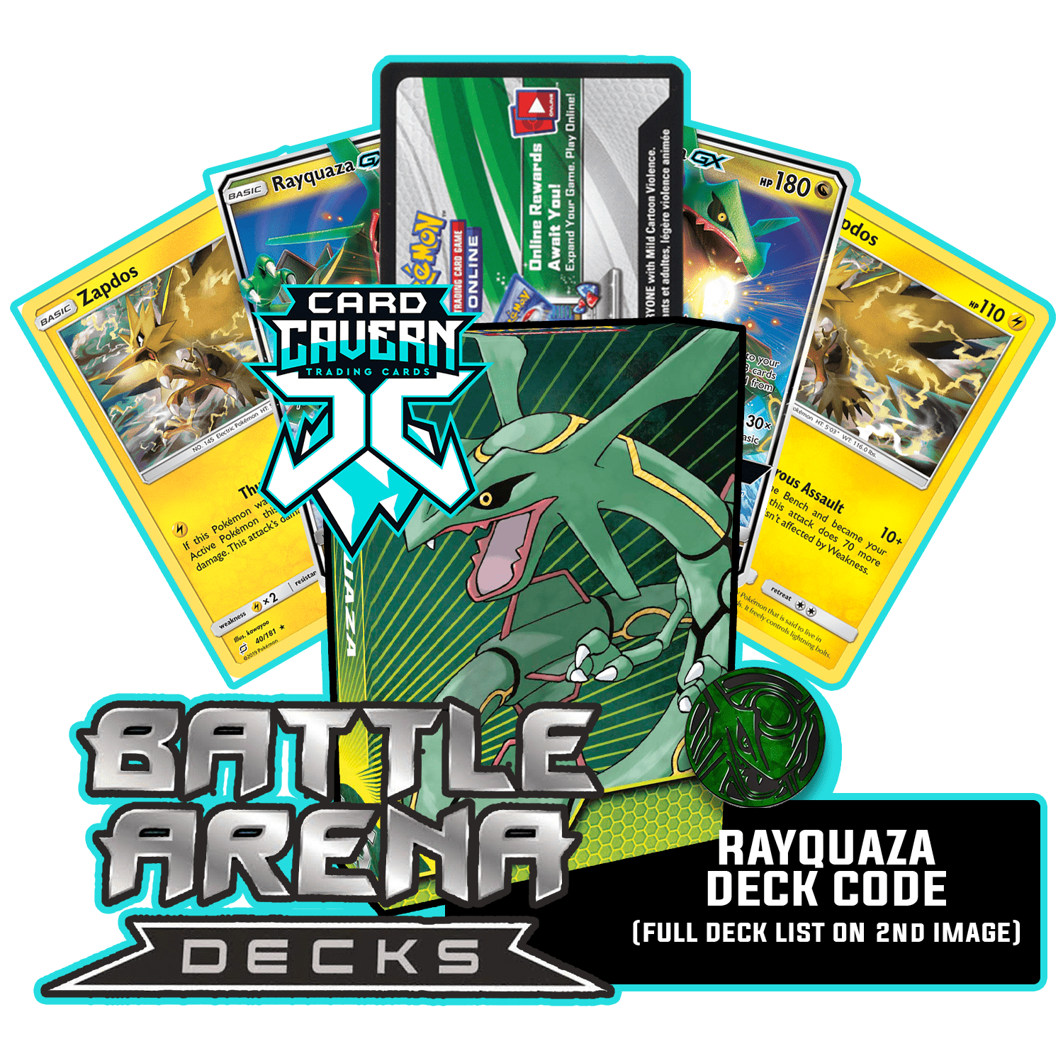 Battle Arena Decks: Rayquaza GX PTCGO Code - Card Cavern
