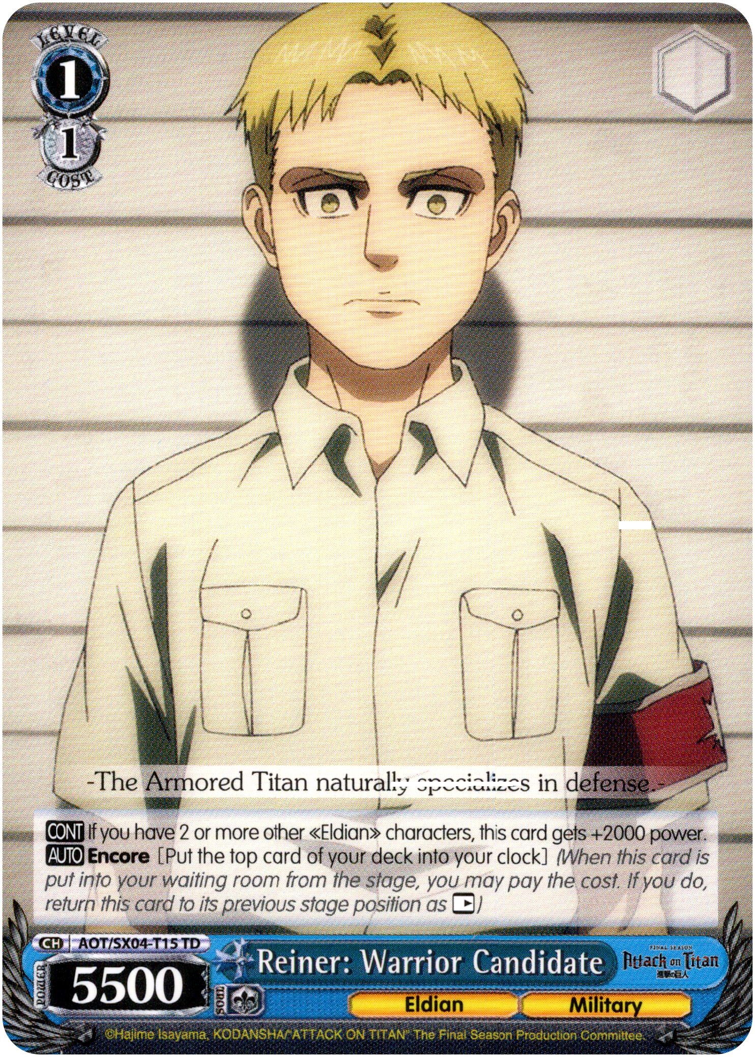 Reiner: Warrior Candidate - AOT/SX04-T15 TD - Card Cavern