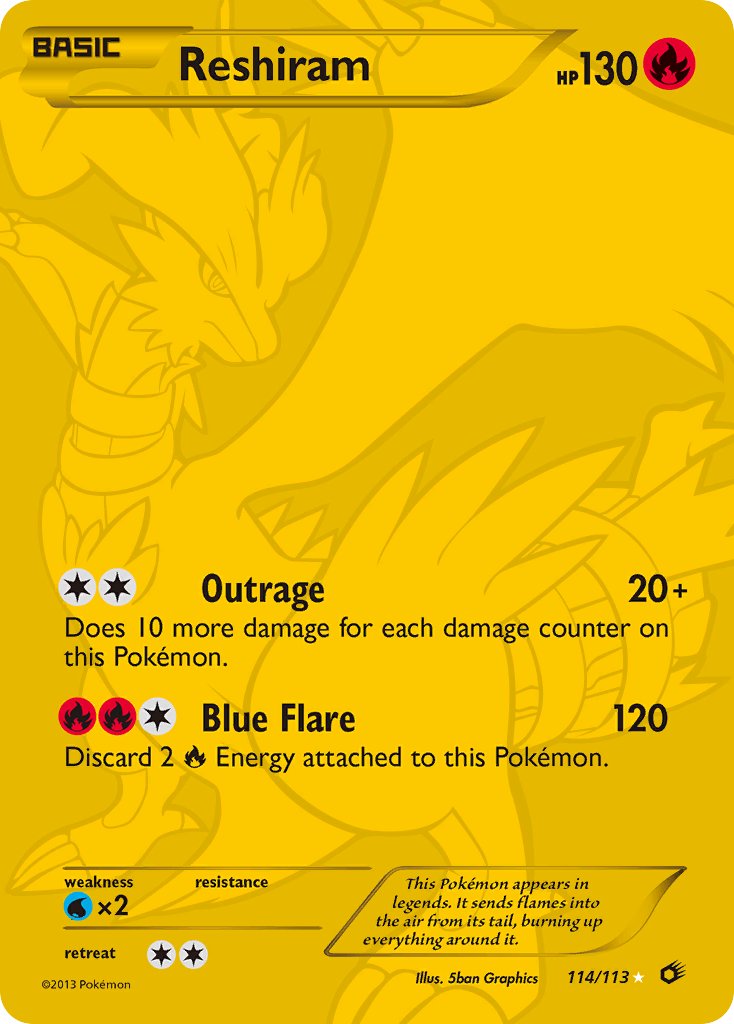 Reshiram Full Art Secret Rare - 114/113 - Legendary Treasures - Holo - Card Cavern