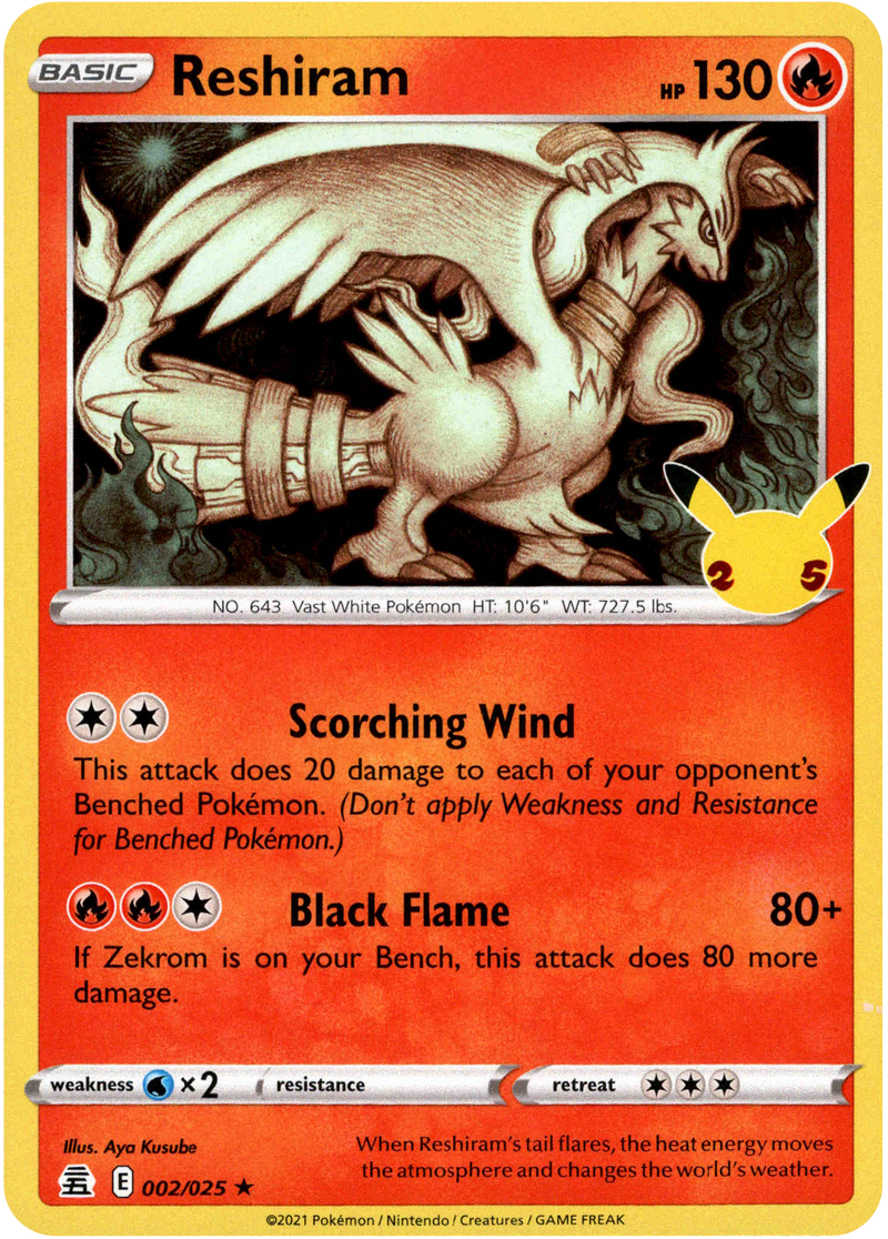 Reshiram - 002/025 - Celebrations - Holo Card Cavern Trading Cards, LLC Reshiram - 002/025 - Celebrations - Holo Card Cavern Trading Cards, LLC