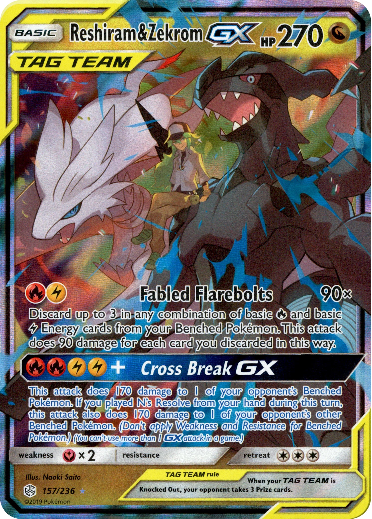 Reshiram & Zekrom GX - 157/236 - Cosmic Eclipse - Holo - Card Cavern