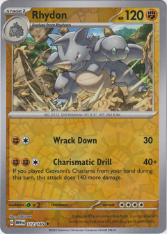 Rhydon - 112/165 - Scarlet & Violet 151 - Reverse Holo - Card Cavern