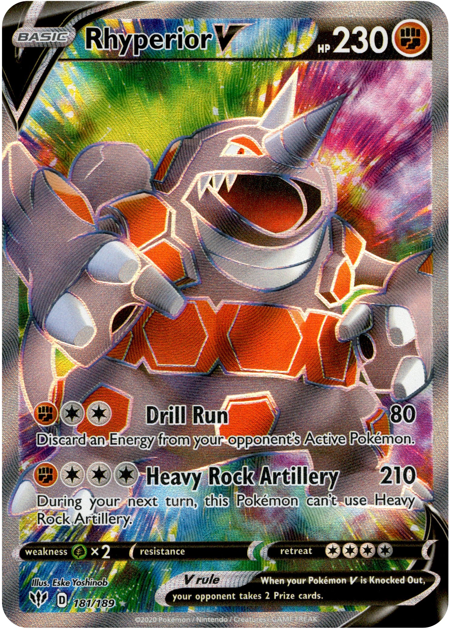 Rhyperior V Full Art - 181/189 - Darkness Ablaze - Holo - Card Cavern