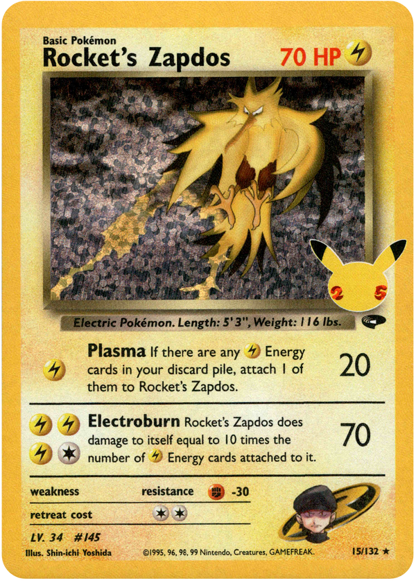 Rocket's Zapdos (Classic Collection) - 15/132 - Celebrations - Holo - Card Cavern